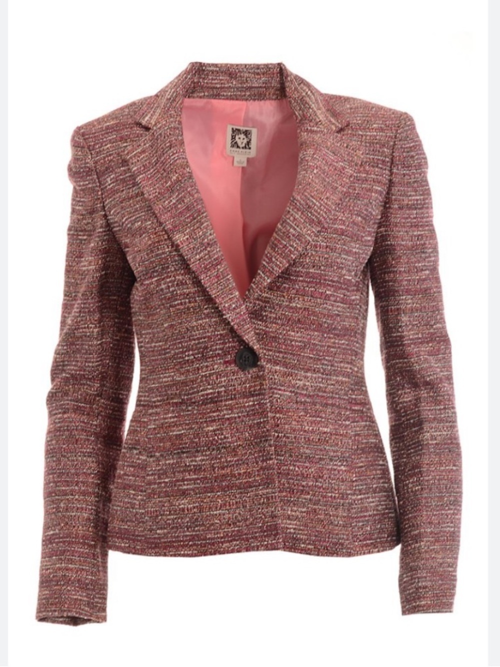 Anne Klein Orchid Tweed One-Button Blazer Size 10 New